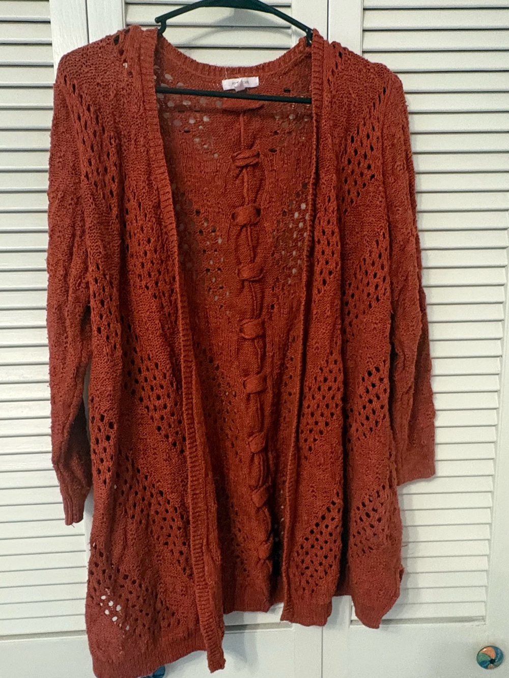 Maurices Open-Knit Burnt Orange Cardigan